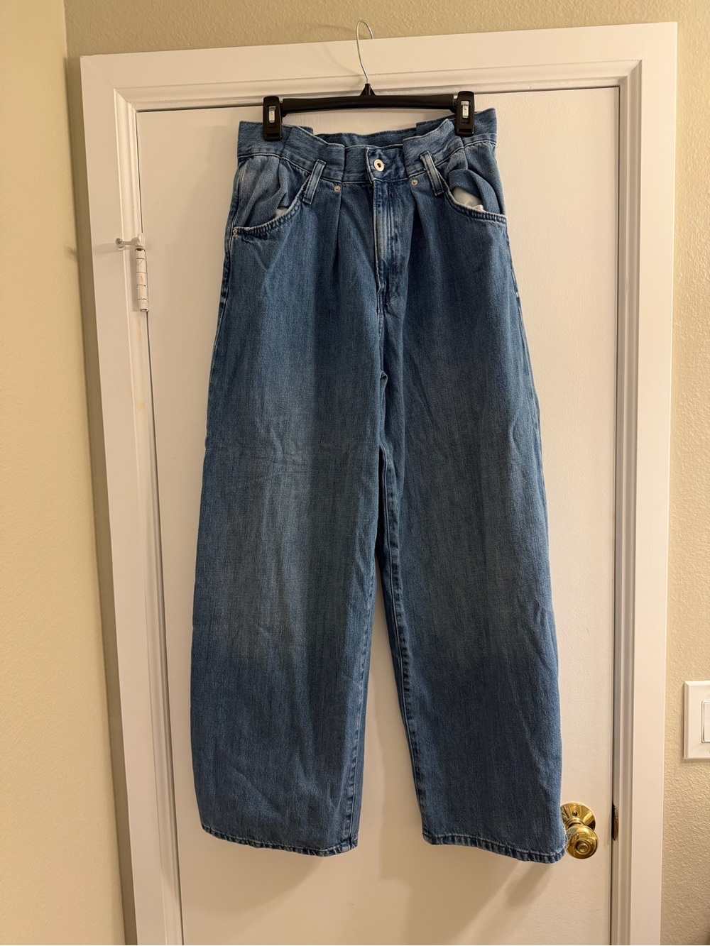 Zara High-Waist Wide Leg Blue Denim Jeans